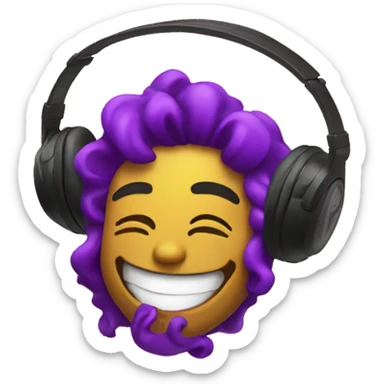 Emoji happy and vibing to music sticker