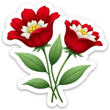 One red flower and one white flower in bouquet sticker