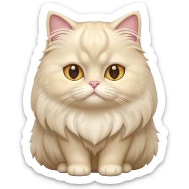 A 3D cartoon Persian cat with soft cream-white long fur, round face, golden eyes, gentle expression, cinematic Memoji-style lighting. full body or half body. sticker