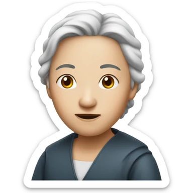 帶著圓框眼色鏡，短髮的亞洲女性約50歲 sticker