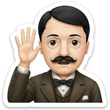 Adolf hitler with a Charlie Chaplin mustache throwing up CK sticker