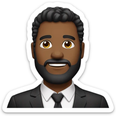 hombre de 45 años cabello muy corto negro y con canas barba con canas vestido formal ojos negros sticker