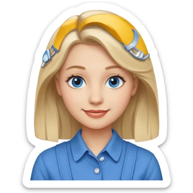 female artist, 20 years old, ash blonde, with regular features, blue eyes, beautiful, confident, 20th century, feminist sticker