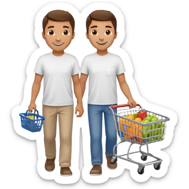 A happy man walking with an empty supermarket basket sticker