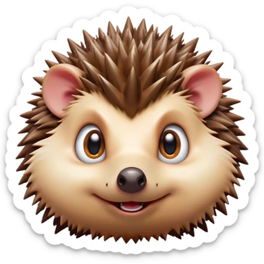 Cinematic Comical Hedgehog Portrait Emoji, Head tilted dramatically with an exaggeratedly amused expression, featuring a striking spiky brown Fur with a quirky, scrunched-up face and wide, expressive eyes filled with playful disbelief, Simplified yet hilariously expressive features, highly detailed, glowing with a slightly sassy glow, high shine, dramatic yet playful, stylized with an air of cheeky mischief, bright and endearing, soft glowing outline, capturing the essence of a spirited and over-the-top hedgehog, so meme-worthy it feels like it could roll its spines into internet fame instantly! sticker