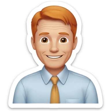 friendly older white man, receding ginger hair, fit, professional, smiling, with a collared shirt sticker