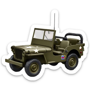  Barbie 1945 Willys army jeep  sticker