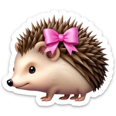 hedgehog with a pink bow sticker