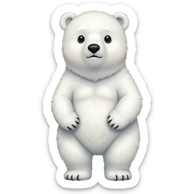 full body polar bear standing, simple, white fur, cute face sticker