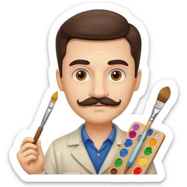 artist with a palette and a moustache sticker