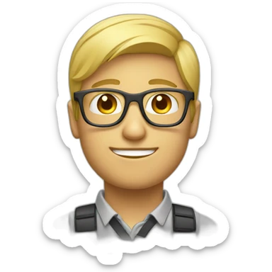 Blonde tech guy with glasses nerd sticker