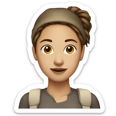 Woman with Lillio hat, brown hair in pony tail, light skin brown eyes sticker