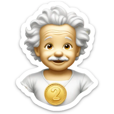 albert einstein happy baby face gold medal sticker