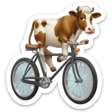 Cow riding bike sticker