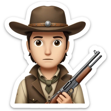 Hunter with cowboy hat and vintage rifle from Hunt Showdown sticker