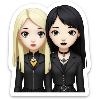 Asian girl black hair and blonde white girl dressed goth sticker