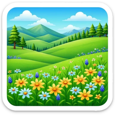 lush green meadow with wildflowers sticker