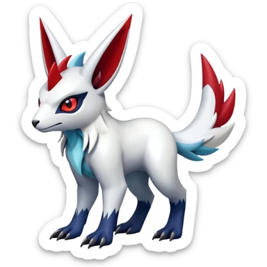Shiny exotic Absol-Zangoose-Fakémon-hybrid-creature (full body)  with markings sticker