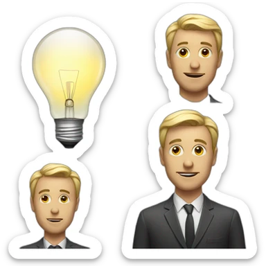 Portrait of a man with a light bulb instead of a head sticker