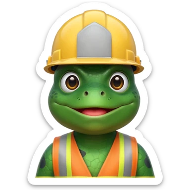 bufo (the meme frog) with construction helmet, emoji style please sticker