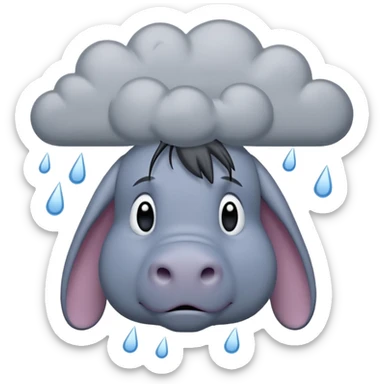 Eeyore with a rain cloud  sticker