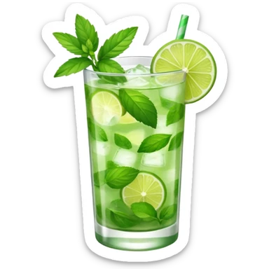 Make a mojito in she style of an emoji  sticker