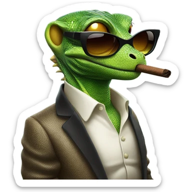Lizard with sunglasses smoking cuban cigar sticker