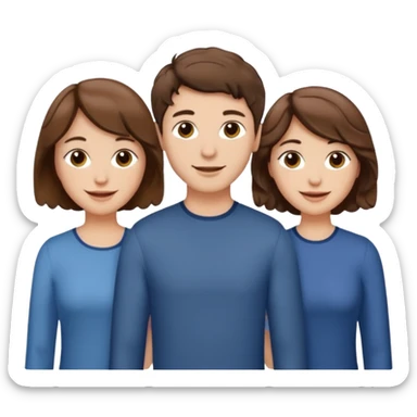 Throuple two women with short wavy brown hair, male with short brown hair sticker