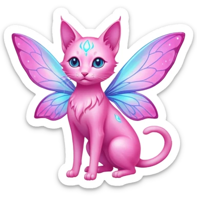 Pink Bioluminescent Stupid Faerie-feline-god (full body) sticker