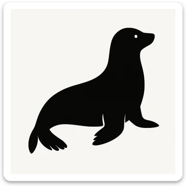Seal black silhouette white background sticker