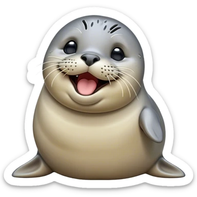 Cinematic Cute Yawning harbour seal Portrait Emoji, Head tilted slightly with a dramatic, wide-open yawn, showcasing a smooth, rounded body with gently drooping features and sleepy, half-closed eyes, Simplified yet irresistibly adorable features, highly detailed, glowing with a soft, cozy maritime glow, high shine, relaxed yet expressive, stylized with a dash of whimsical ocean charm, soft glowing outline, capturing the essence of a drowsy yet affectionate harbour seal that appears ready to stretch out for a nap! sticker