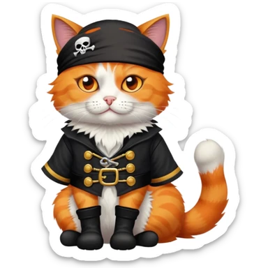 pirate cat full body sitting with one eye patch sticker