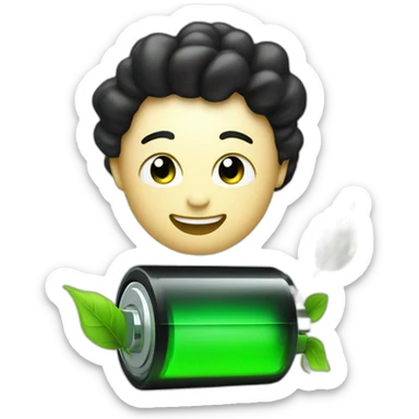 Fully charged green Battery with black rose  sticker