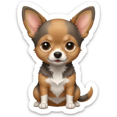 Chihuahua mix with grey, brown, and black fur less fur sticker