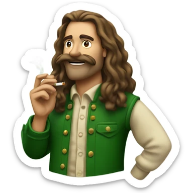 long haired man smoking a backwoods filled with green tobacco sticker