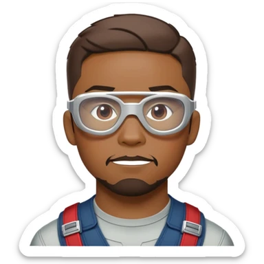 sam wilson with short hair, side-whiskers, and wear red-white safety glasses from  from captain america: civil war sticker