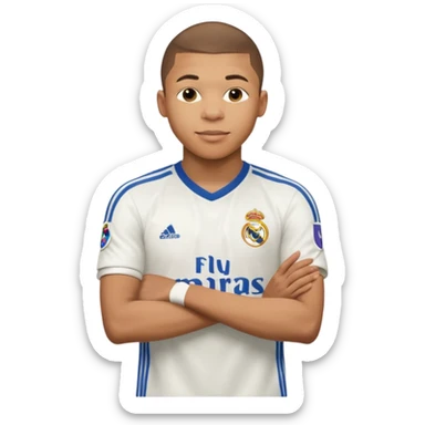 Mbappe hands crossed celebration for Real Madrid sticker