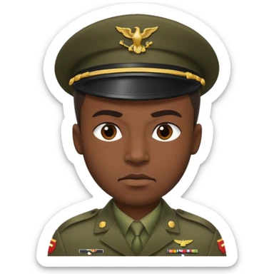 A black man squatting wearing army attire sticker