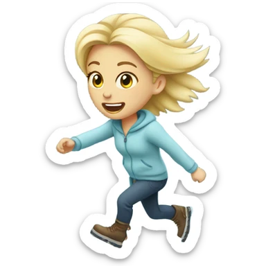 Blonde girl slipping on ice  sticker