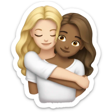 Two white girls cuddling  sticker