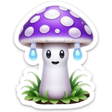 cogumelo fantasma fantasma roxo e branco sticker