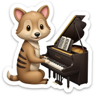 animal playing piano sticker