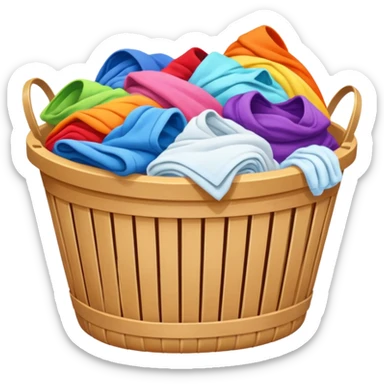 laundry basket with colorful laundry sticker