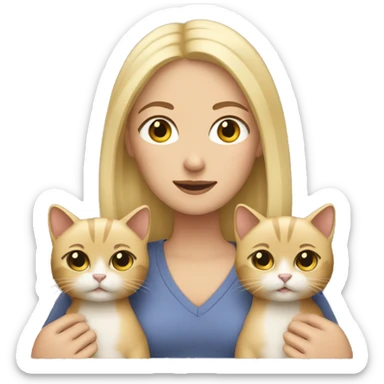 White woman with blonde hair carying 2 cats sticker