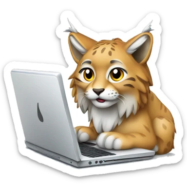 A lynx with a laptop sticker
