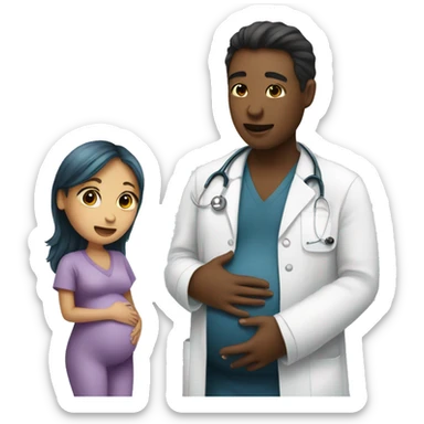 pregnant girl talking to doctor sticker