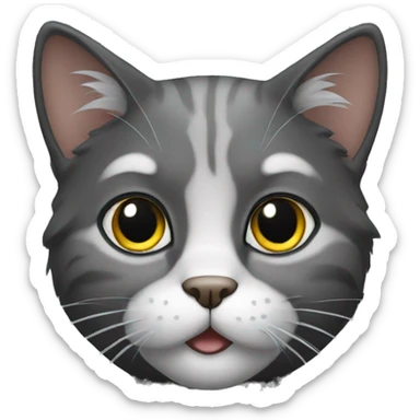 a cat that is old and black with a bit of grey hair sticker