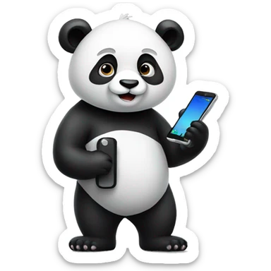 Panda standing with phone  sticker
