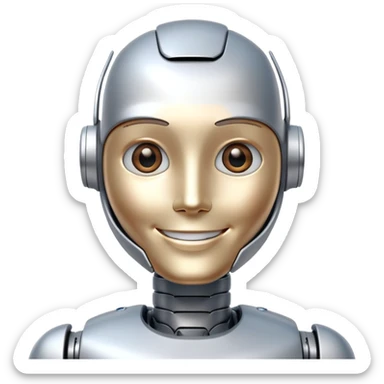 smiling Humanoid robot, face + neck sticker
