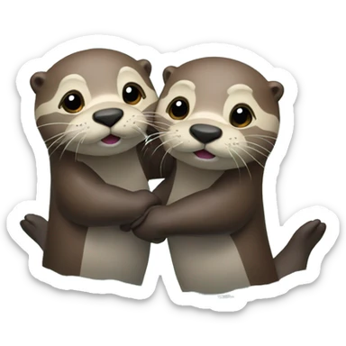 2 otters holding hands swimming  sticker